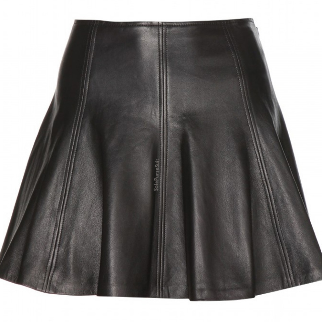 Ralph Lauren Black Soft Genuine Leather Mini Skirt
